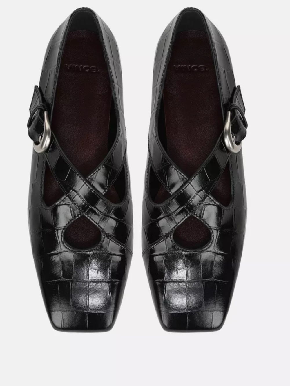 Vince Cici Croc-Embossed Leather Flat